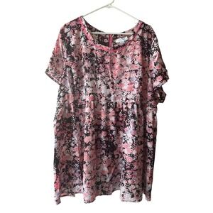 Motherhood Maternity Dress 3X Pink Floral Short Sleeve Casual
